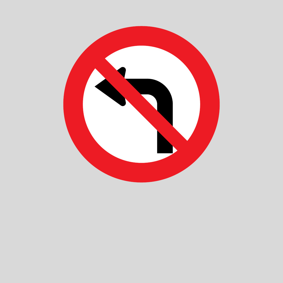 No left turn road sign